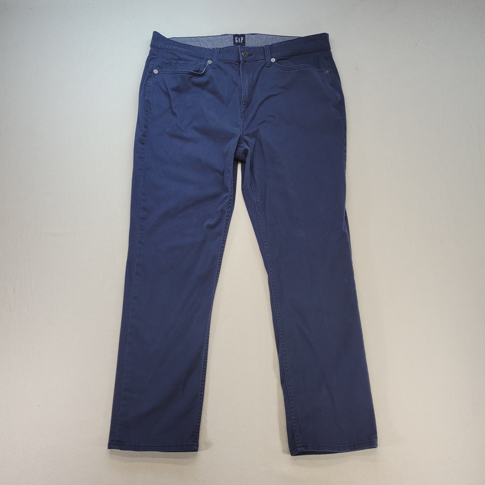 Gap Chino‎ Pants Mens 36x30 Navy Blue Straight Leg 5-Pocket Twill Trousers